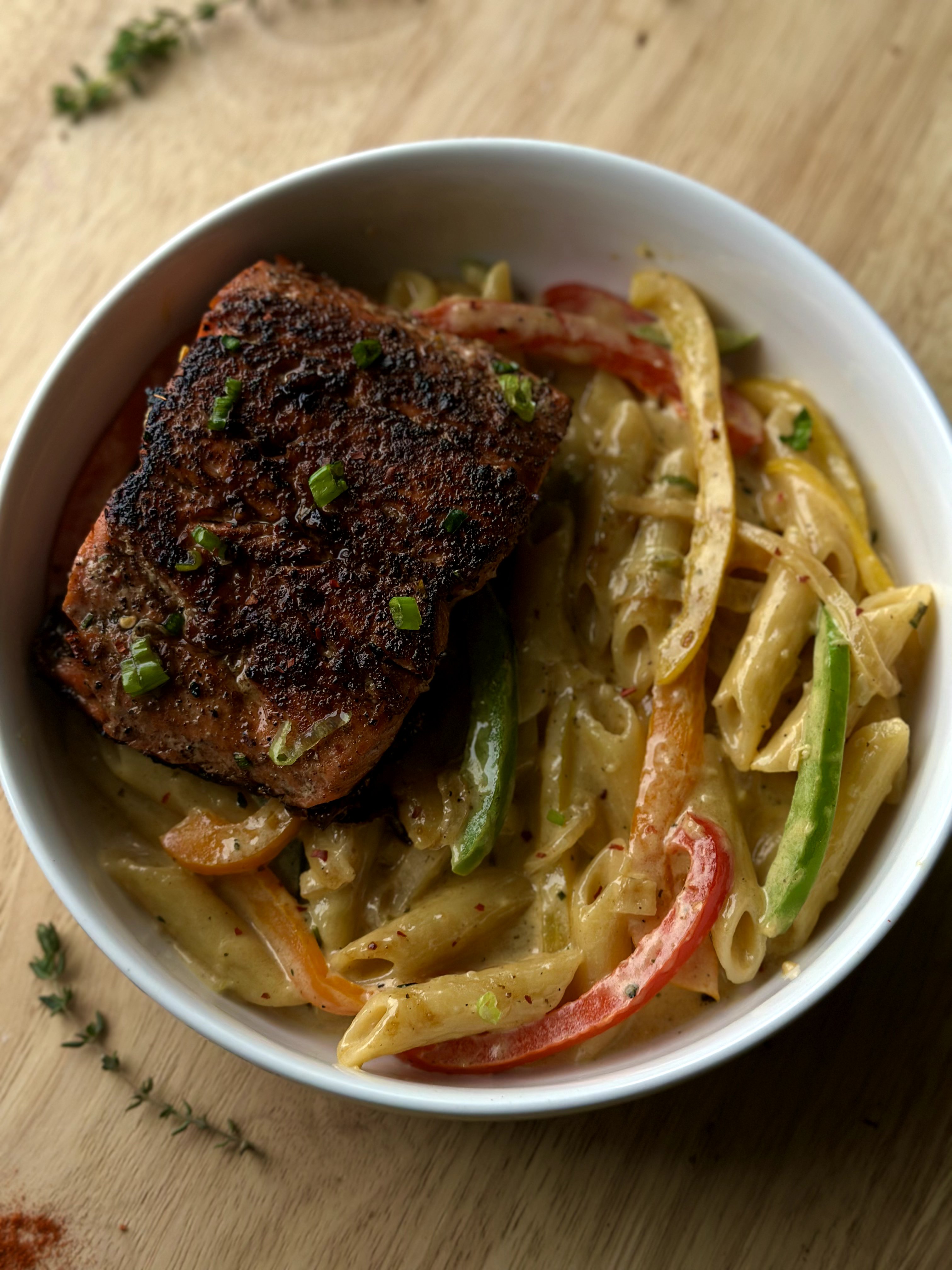 The Best Jamaican Honey Jerk Salmon Rasta Pasta Recipe